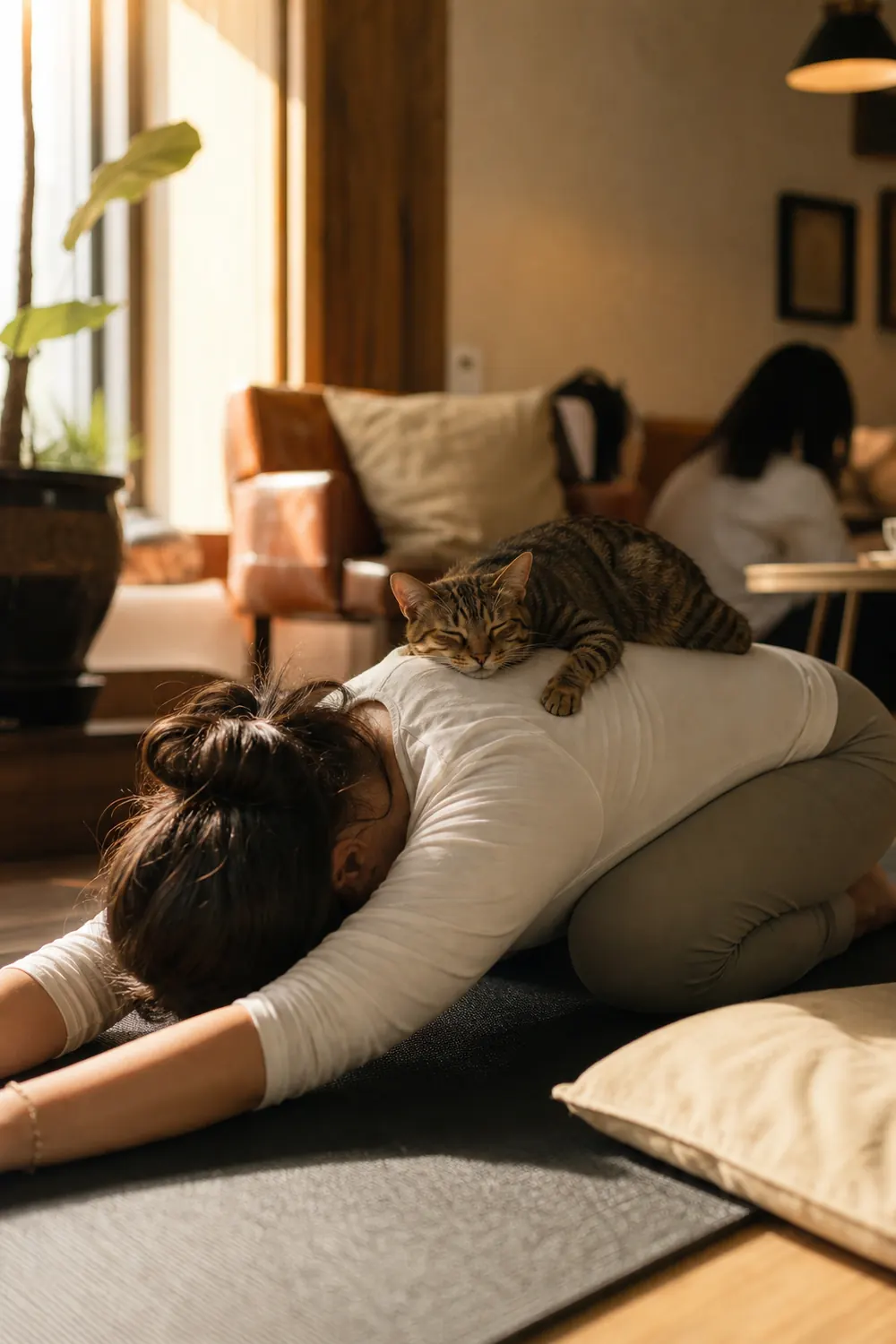 Sunday yoga, one participant asleep